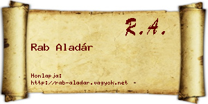 Rab Aladár névjegykártya